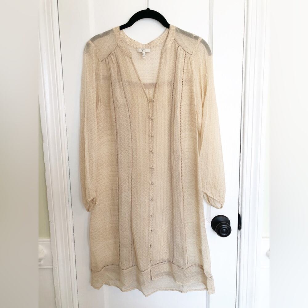 Joie Bohemian Tunic Top Beige Silk